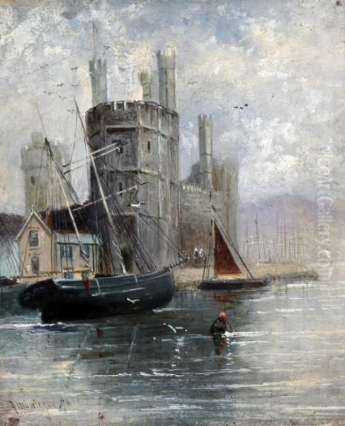 Caernarvon Castle Oil Painting by Alfred Montague