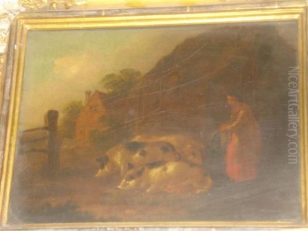 A Chart Approaching A Barn Oil Painting by George Morland