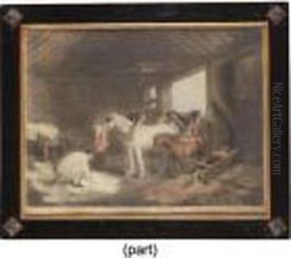 The Farmer's Stable Oil Painting by George Morland