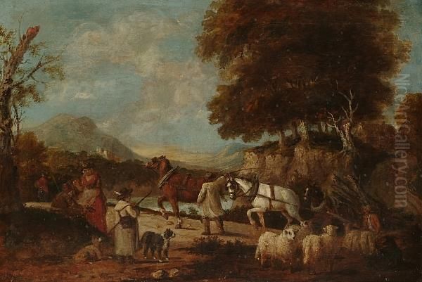 The Timber Wagon Oil Painting by George Morland