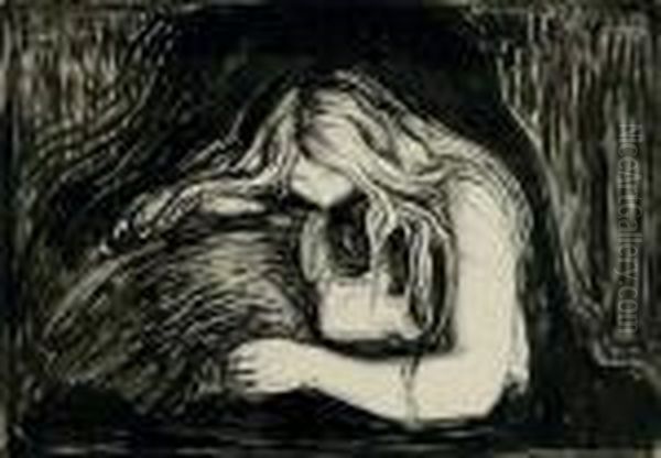 Vampire Ii Oil Painting by Edvard Munch