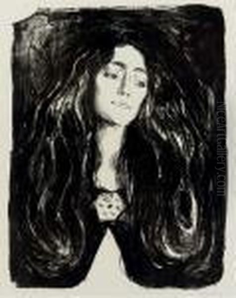 The Brooch. Eva Mudocci Oil Painting by Edvard Munch