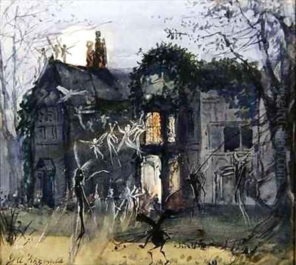 The Old Hall Fairies by the Moonlight Oil Painting by John Anster Fitzgerald