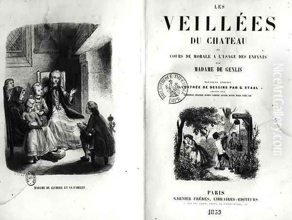 Frontispiece of Les Veilles du Chateau ou Cours de Morale a lUsage des Enfants by Madame de Genlis 1746-1830 published in 1859 Oil Painting by Pierre Gustave Eugene (Gustave) Staal