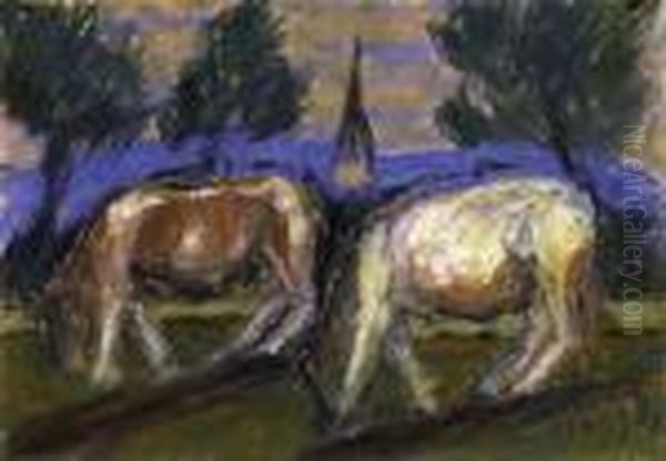 Cows Oil Painting by Istvan Nagy