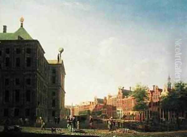 A View along the Nieuwezijds Voorburgwal in Amsterdam showing the back of the Royal Palace, 1782 Oil Painting by Isaak Ouwater