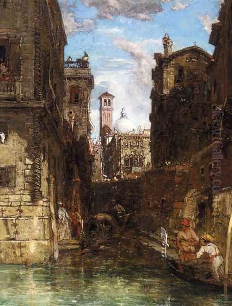 A Side Canal in Cannaregio, Looking towards The Church of San Geremia Oil Painting by James Holland