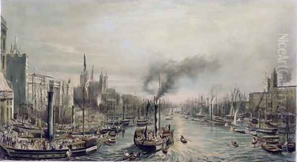 Pool of London from London Bridge, 1841 Oil Painting by William Parrott