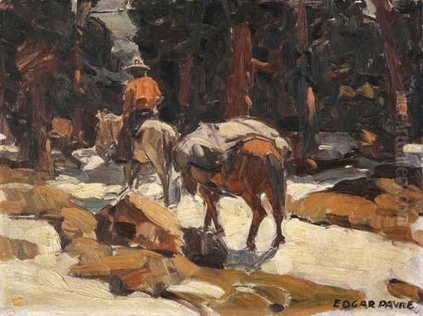 Packing In Oil Painting by Edgar Alwin Payne