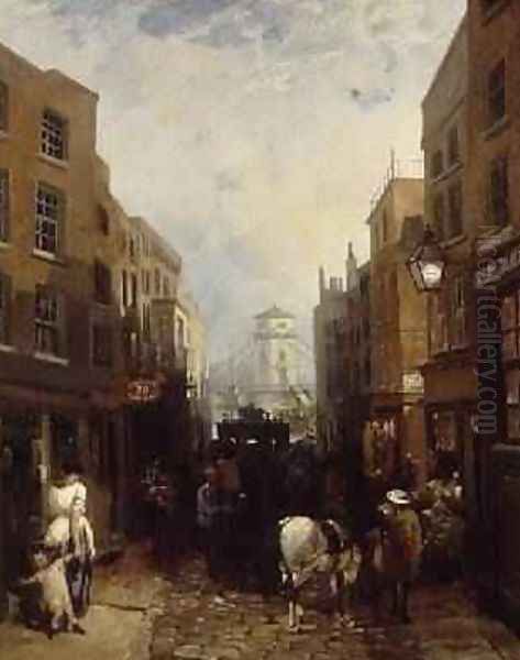 Buckingham Street,Strand,1854 Oil Painting by Edmund John Niemann, Snr.