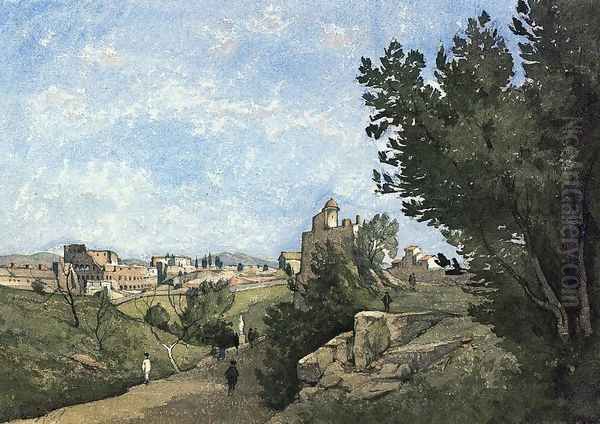 View of Villa d'Este Oil Painting by Henri-Joseph Harpignies