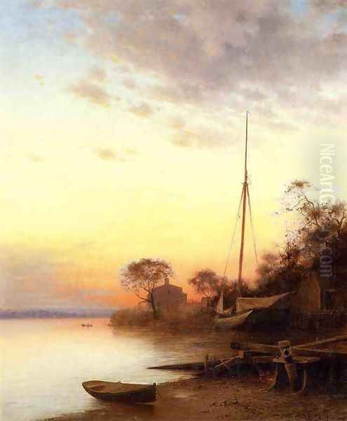 Twilight along the River Oil Painting by Francis Augustus Silva