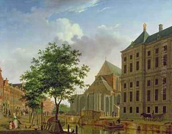 Back of New Palace and Church, Amsterdam Oil Painting by Isaak Ouwater