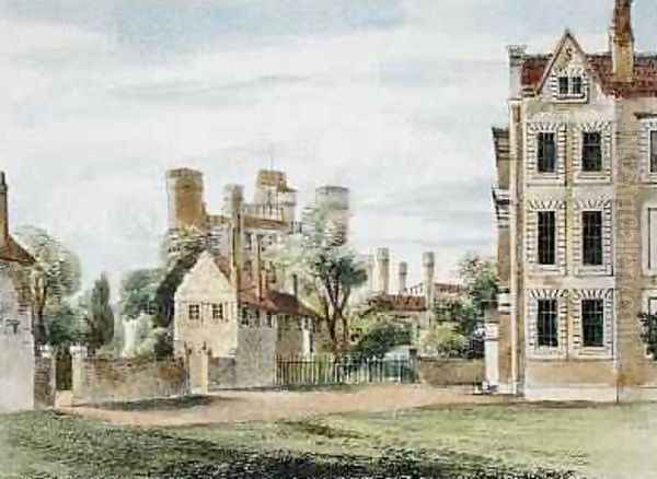 New Palace, from the Queens Garden, plate 4 from Kew Gardens A Series of Twenty-Four Drawings on Stone, engraved by Charles Hullmandel 1789-1850 published 1820 Oil Painting by Papendiek, George Ernest