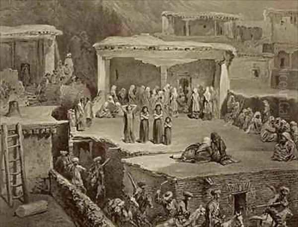 Funeral Ceremony in the Ruins at Akhaltchi Dagestan Oil Painting by Grigori Grigorevich Gagarin