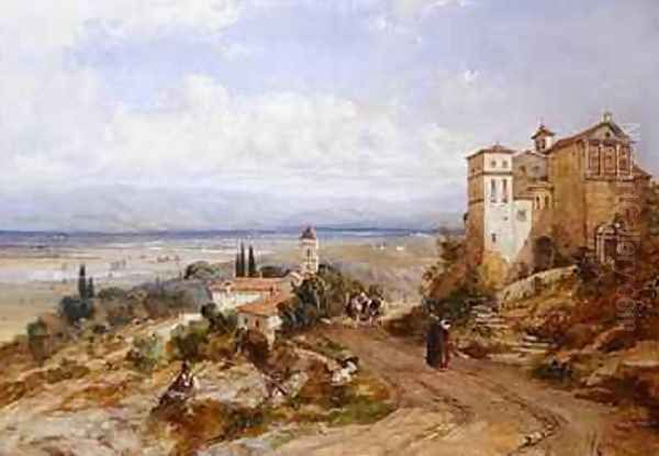 Two Convents at Nemi Italy 1853 Oil Painting by William Oliver