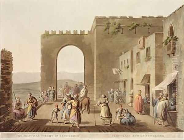 The Principal Street in Bethlehem from Views of Palestine VolII Oil Painting by Luigi Mayer