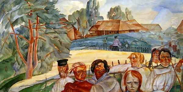 Russia from the cycle Visages de Russie Oil Painting by Boris Dmitrievich Grigoriev