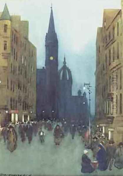 High Street Edinburgh Oil Painting by Hans Hansen