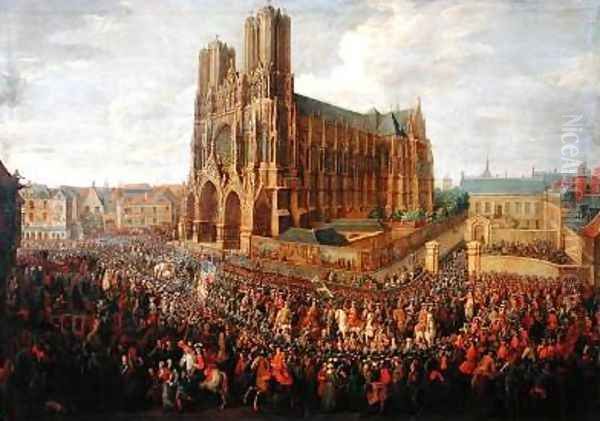 The procession of King Louis XV 1710-74 after his coronation 26th October 1722 1724 Oil Painting by Pierre-Denis Martin