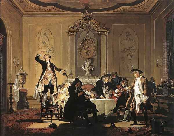 Rumor Erat In Casa (There Was A Commotion In The House) 1740 Oil Painting by Cornelis Troost