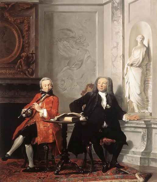 Jeronimus Tonneman And His Son 1736 Oil Painting by Cornelis Troost