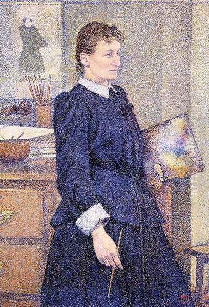 Anna Boch in Her Studio Oil Painting by Theo van Rysselberghe