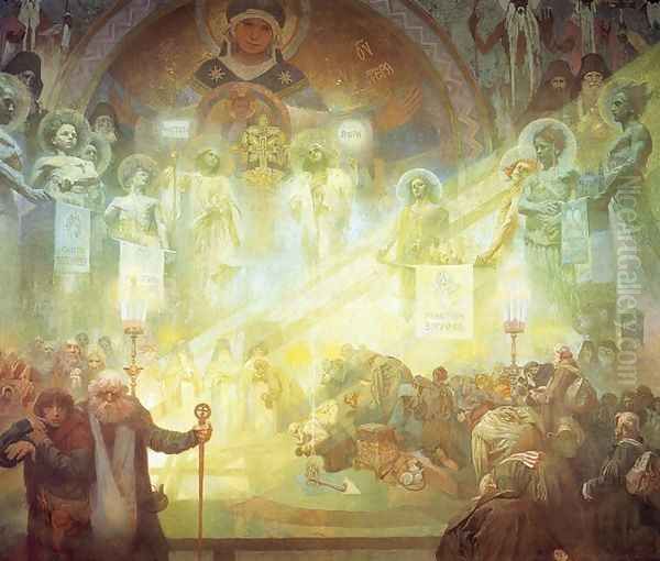 Holy Mount Athos, 1926 Oil Painting by Alphonse Maria Mucha