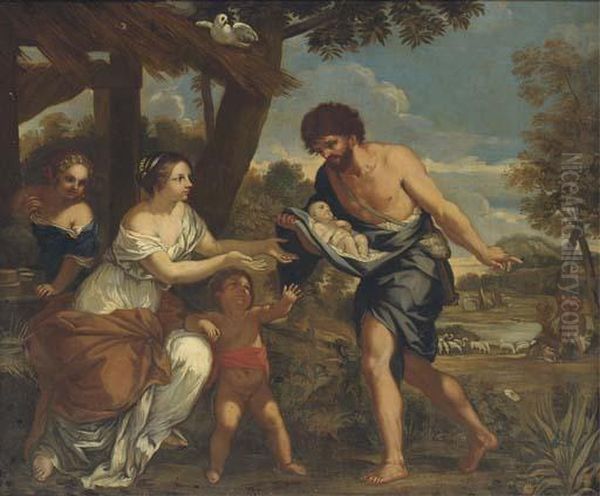 The Finding Of Romulus And Remus Oil Painting by Pietro Da Cortona (Barrettini)