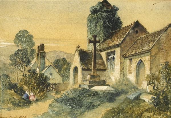 Avillage Church Oil Painting by Samuel Prout