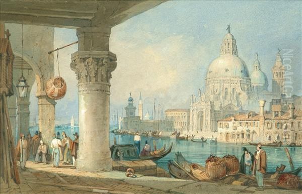 View On The Grandcanal, Near Santa Maria Dela Salute Oil Painting by Samuel Prout