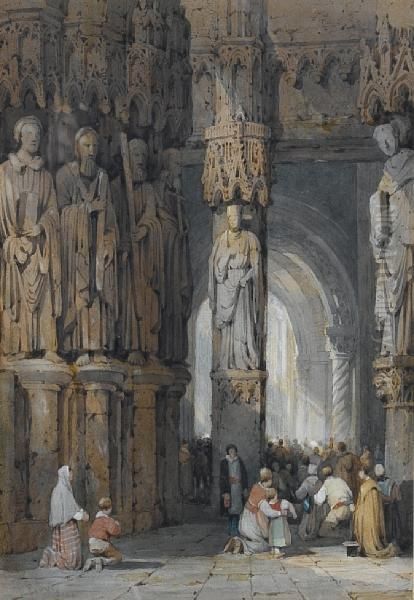 Ratisbon (regensburg) Cathedral, Germany Oil Painting by Samuel Prout