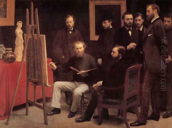 An Atelier in the Batignolles 1870 Oil Painting by Ignace Henri Jean Fantin-Latour