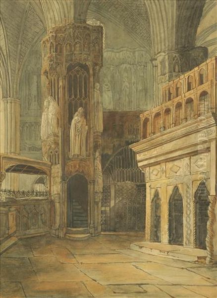 Interiorof A French Cathedral Oil Painting by Samuel Prout