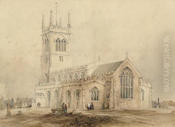 Ilford Church Oil Painting by Samuel Prout