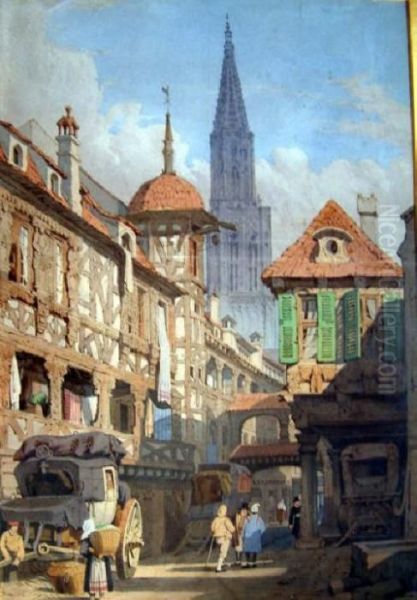 Continental Street Scene Oil Painting by Samuel Prout