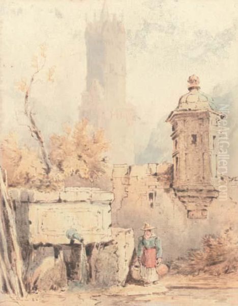 The Church Tower Oil Painting by Samuel Prout