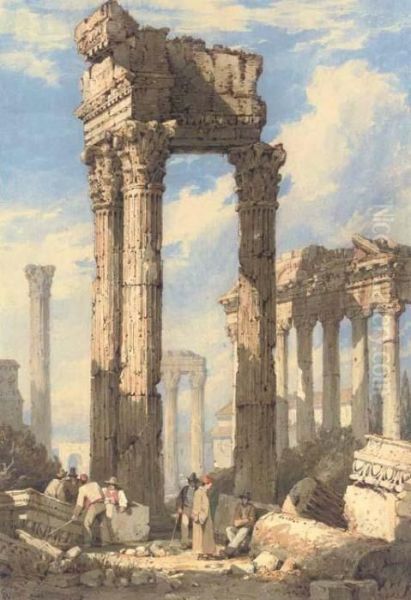 The Temple Of Saturn And The Temple Of Vespasian Oil Painting by Samuel Prout