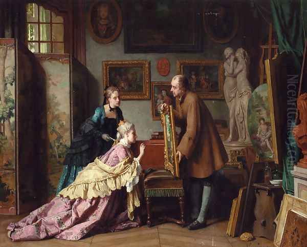 A Visit to the Studio Oil Painting by Jean Carolus