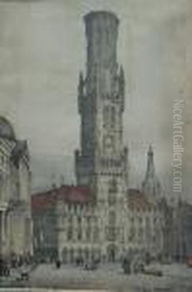 La Halle De Bruges Oil Painting by Samuel Prout