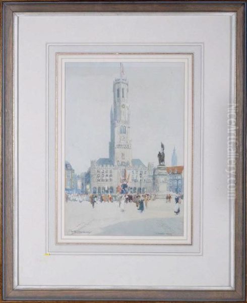 Procession, Bruges Oil Painting by Victor Noble Rainbird