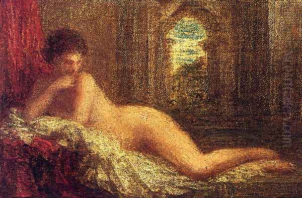 'Petite Orientale Couchee' Oil Painting by Ignace Henri Jean Fantin-Latour