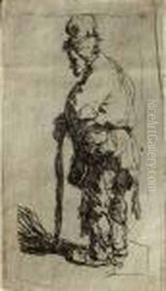 A Beggar Leaning On A Stick Oil Painting by Rembrandt Van Rijn