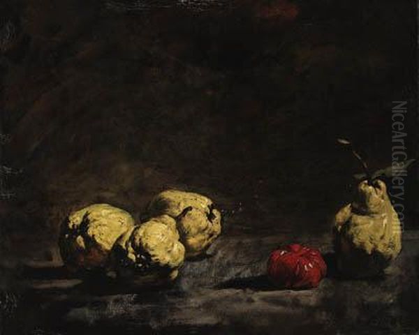 Still Life With Pears And A Quince Oil Painting by Theodule Augustine Ribot