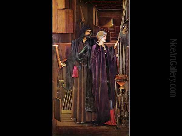 The Wizard Oil Painting by Sir Edward Coley Burne-Jones