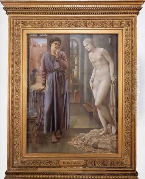 Pygmalion And The Image: II The Hand Refrains Oil Painting by Sir Edward Coley Burne-Jones