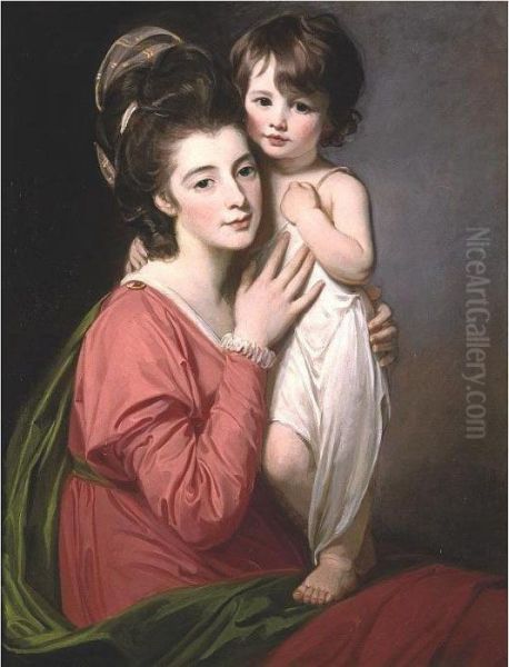 Portrait Of Mrs. Henrietta Morris And Her Son John Oil Painting by George Romney