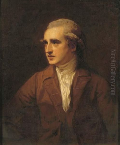 Portrait Of The Hon. Charles 
Francis Greville, Half-length, In Abrown Coat And White Necktie Oil Painting by George Romney