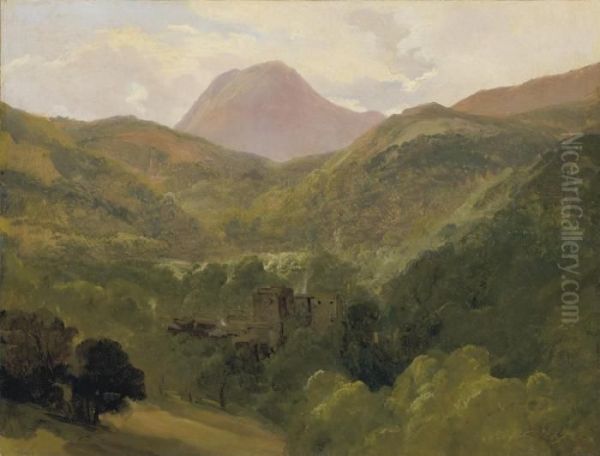 Vue Du Puy De Dome Et De Royat Oil Painting by Theodore Rousseau