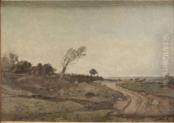 Slattlandskap Oil Painting by Theodore Rousseau